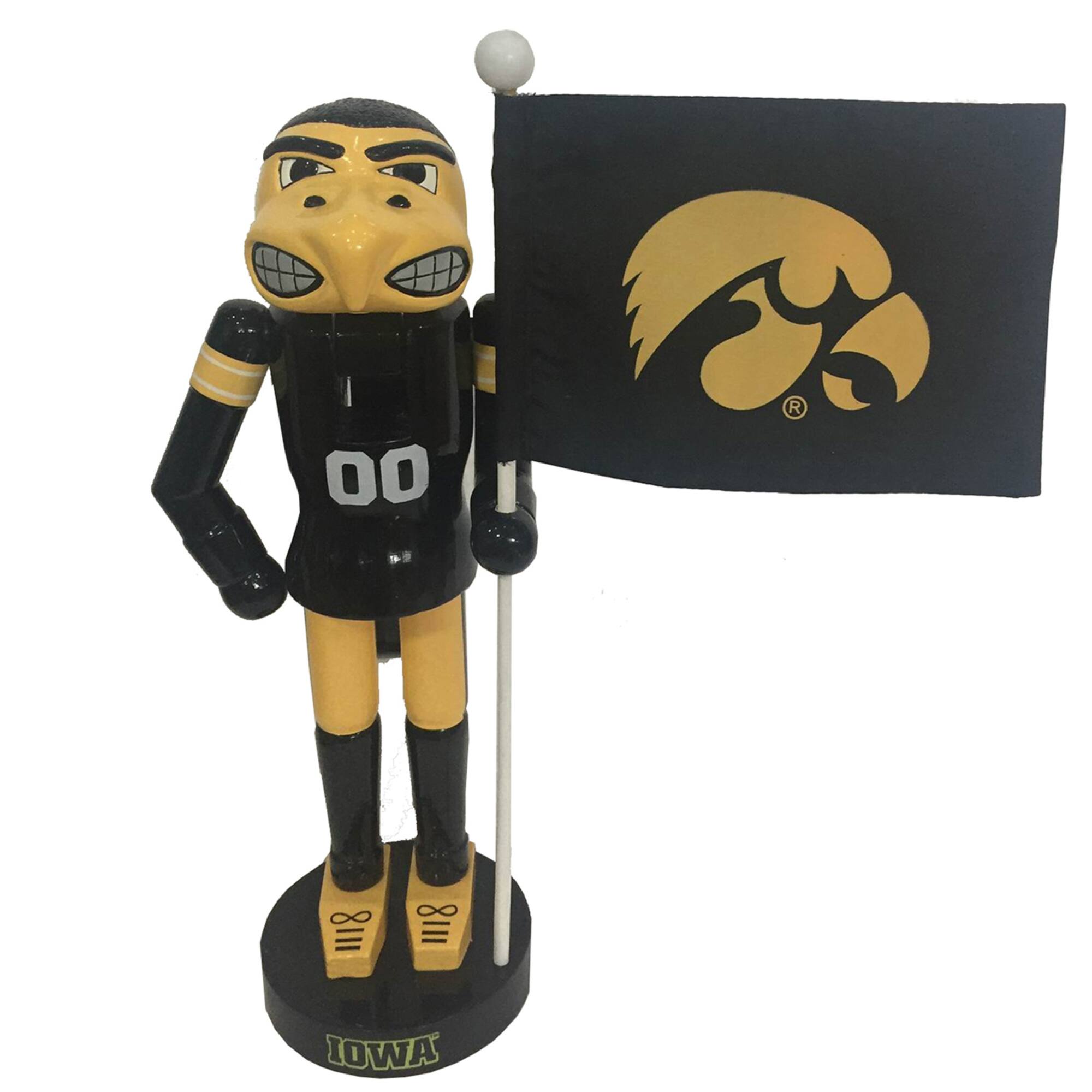 Santa's Workshop 12" Iowa Mascot with Flag Nutcracker